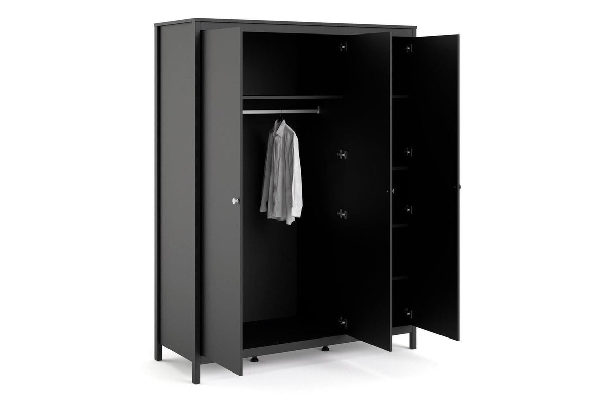 Madrid Wardrobe With 3 Doors In Matt Black