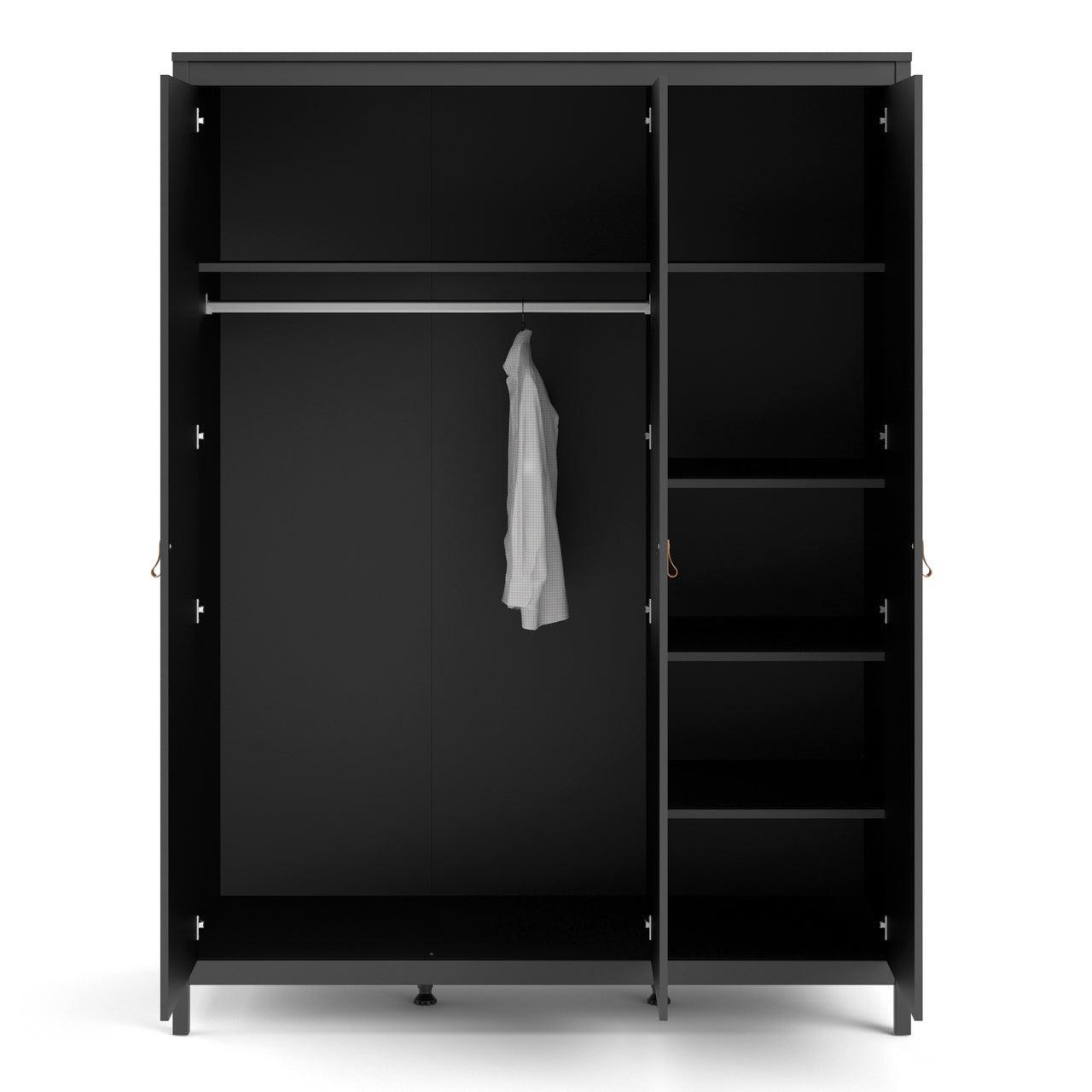 Madrid Wardrobe with 3 Doors in Matt Black