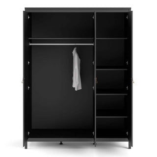 Madrid Wardrobe with 3 Doors in Matt Black - Msofas LTD