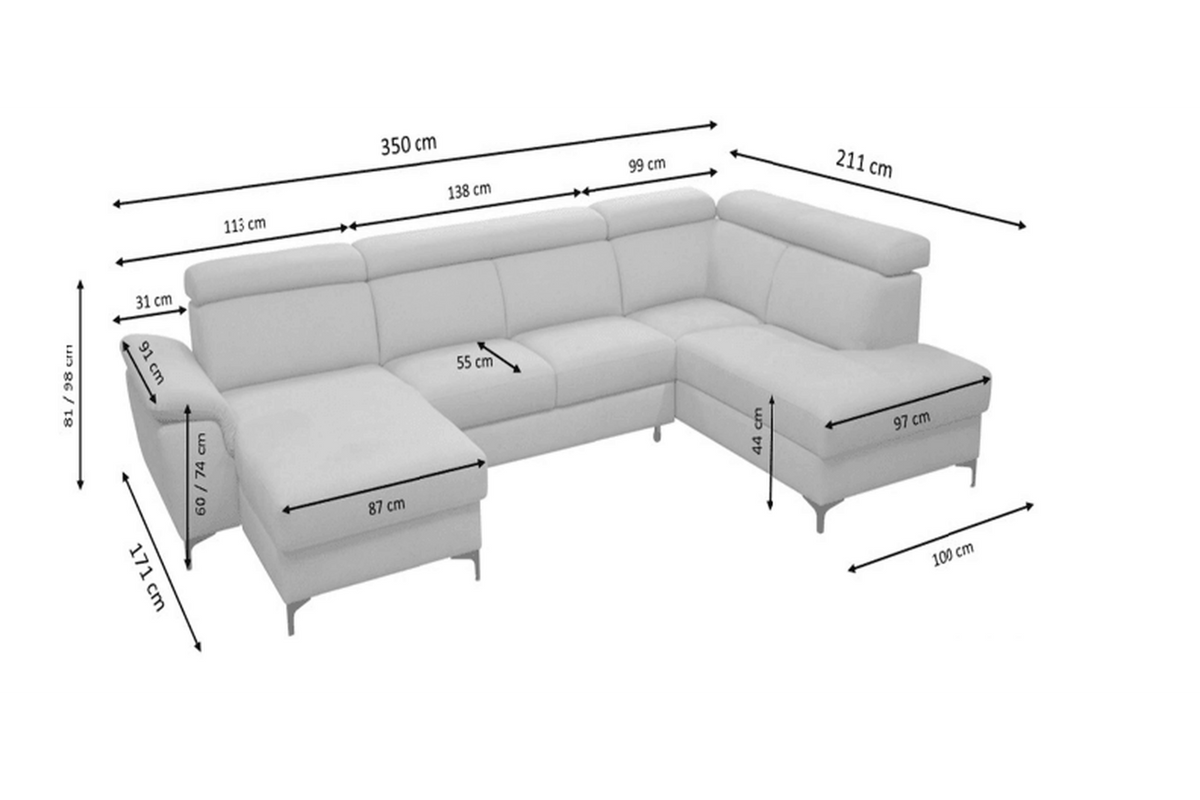 Braga Express Delivery U Shape Corner Sofa Bed With Storage