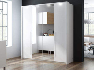 Brema 210 Wardrobe White with Mirror - Msofas LTD