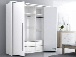 Brema 256 Wardrobe White with Mirror - Msofas LTD