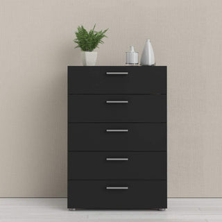 Pepe Chest of 5 Drawers in Black - Msofas LTD