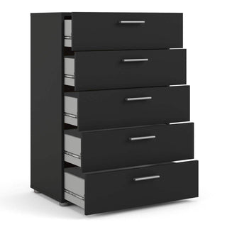 Pepe Chest of 5 Drawers in Black - Msofas LTD