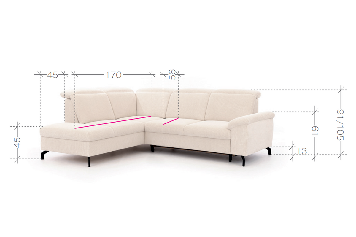 Caneli Express Delivery Corner Sofa Bed With Storage Malia Cream