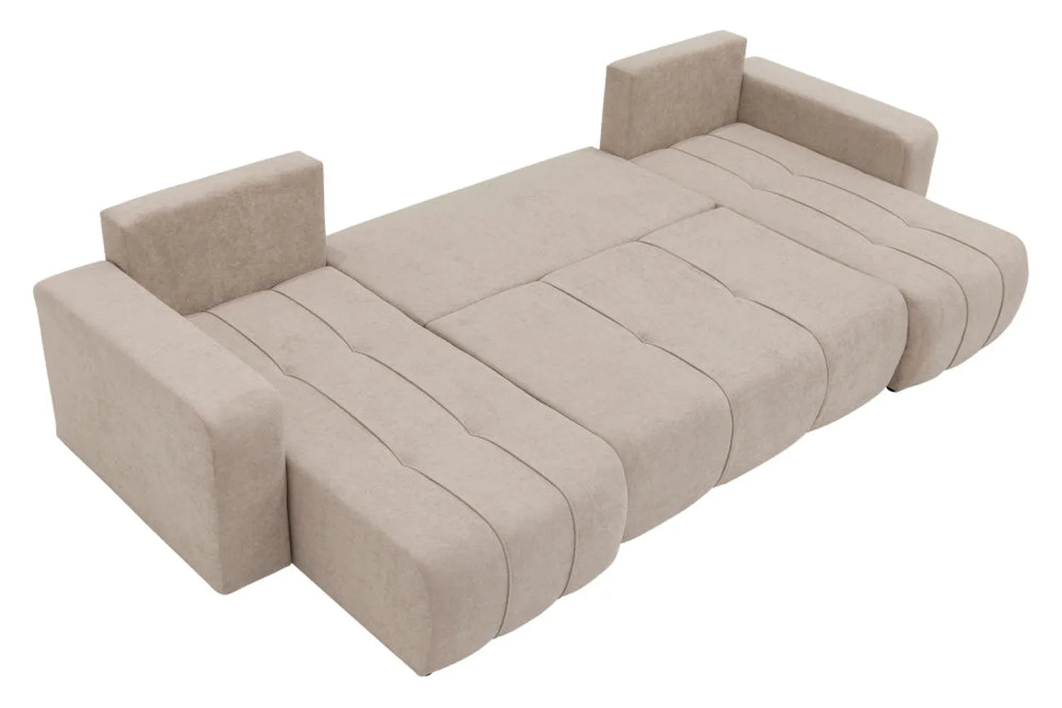 Beige sofa bed on a white background