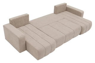 Beige sofa bed on a white background