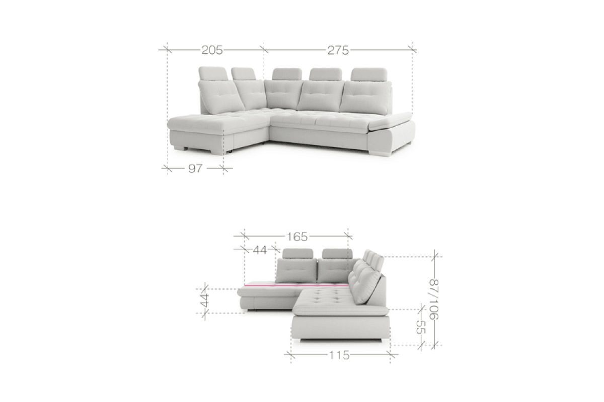 Cremona L Corner Sofa Bed With Storage