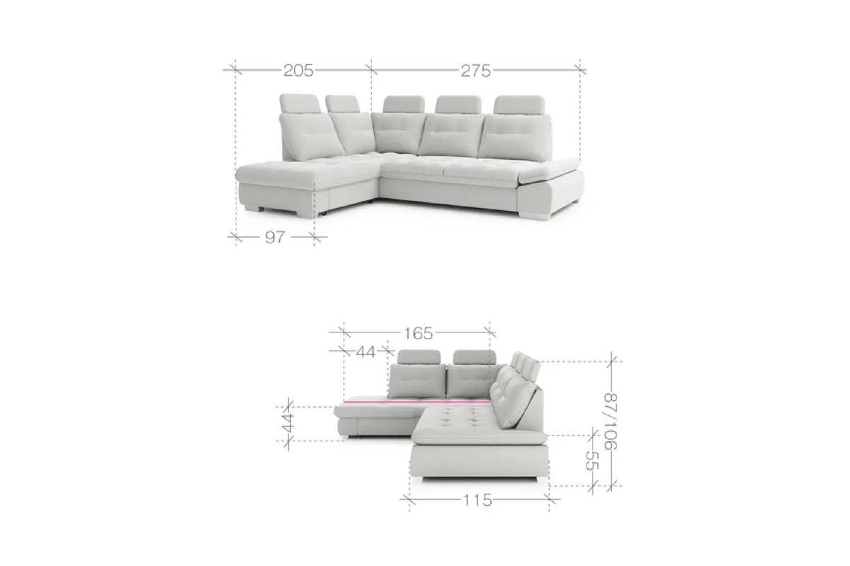 Cremona L Corner Sofa Bed With Storage