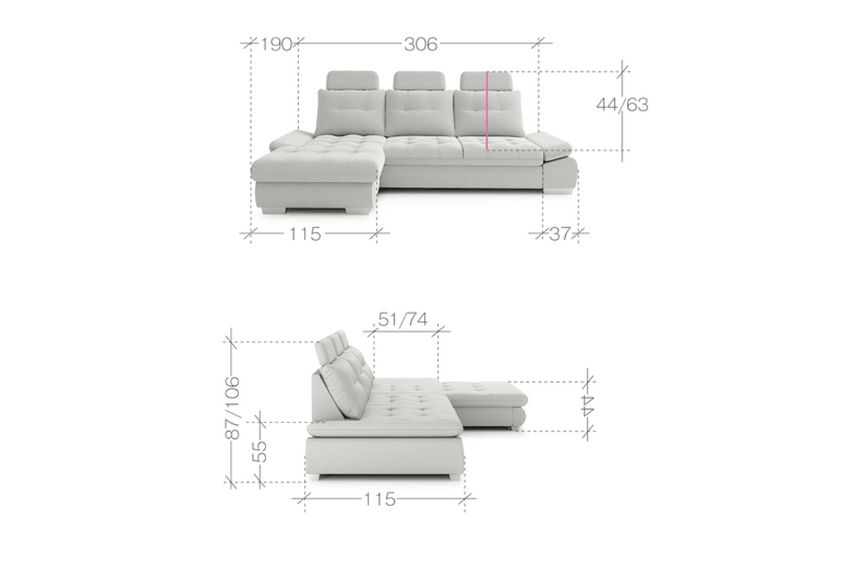 Cremona Express Delivery Corner Sofa Bed With Storage Zoya 15