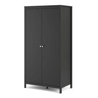 Madrid Wardrobe with 2 Doors in Matt Black - Msofas LTD