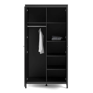 Madrid Wardrobe with 2 Doors in Matt Black - Msofas LTD