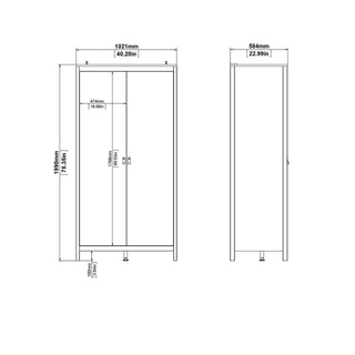 Madrid Wardrobe with 2 Doors in Matt Black - Msofas LTD