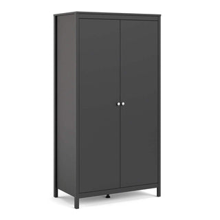 Madrid Wardrobe with 2 Doors in Matt Black - Msofas LTD