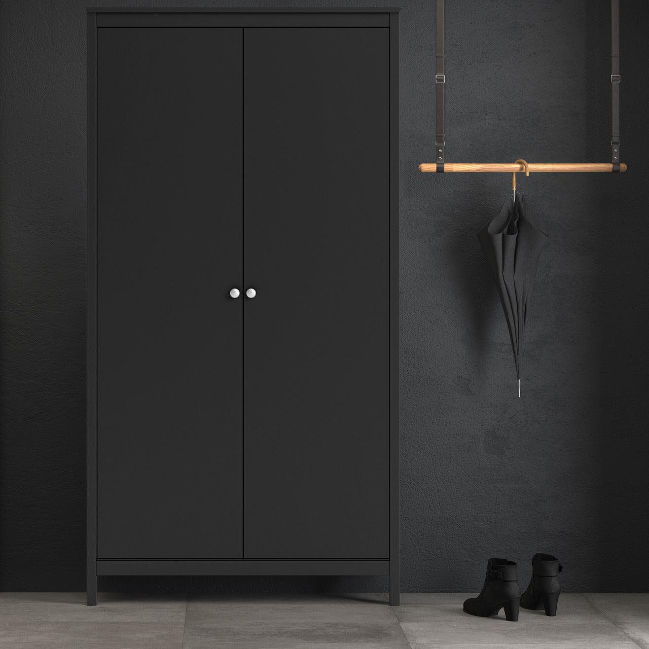 Madrid Wardrobe with 2 Doors in Matt Black