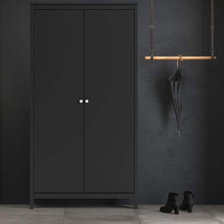 Madrid Wardrobe with 2 Doors in Matt Black - Msofas LTD