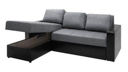 Diamond Black/Grey Corner Sofa Bed