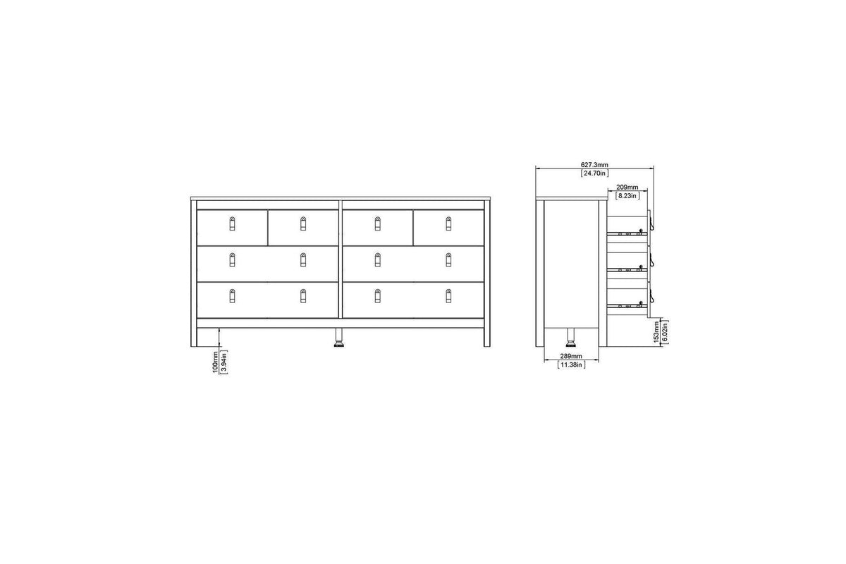 Madrid 4+4 Chest of Drawers In White