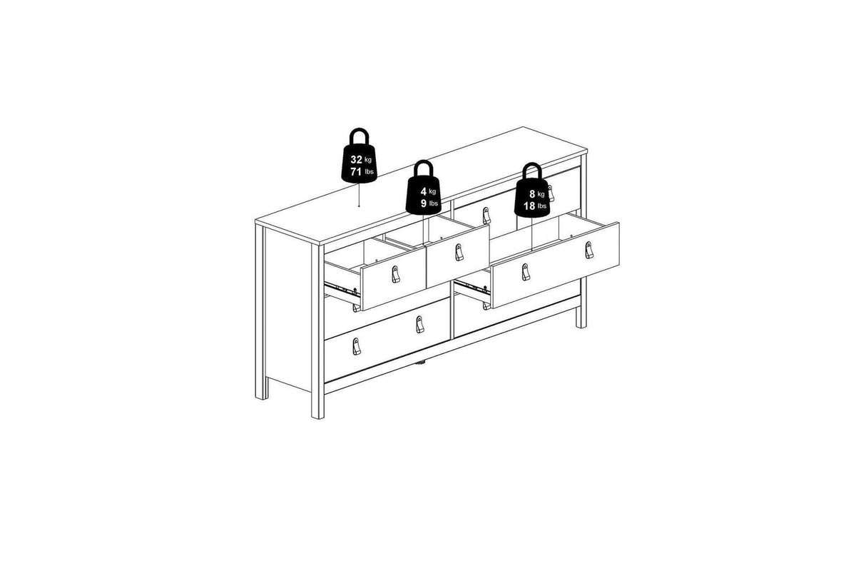 Madrid 4+4 Chest of Drawers In White