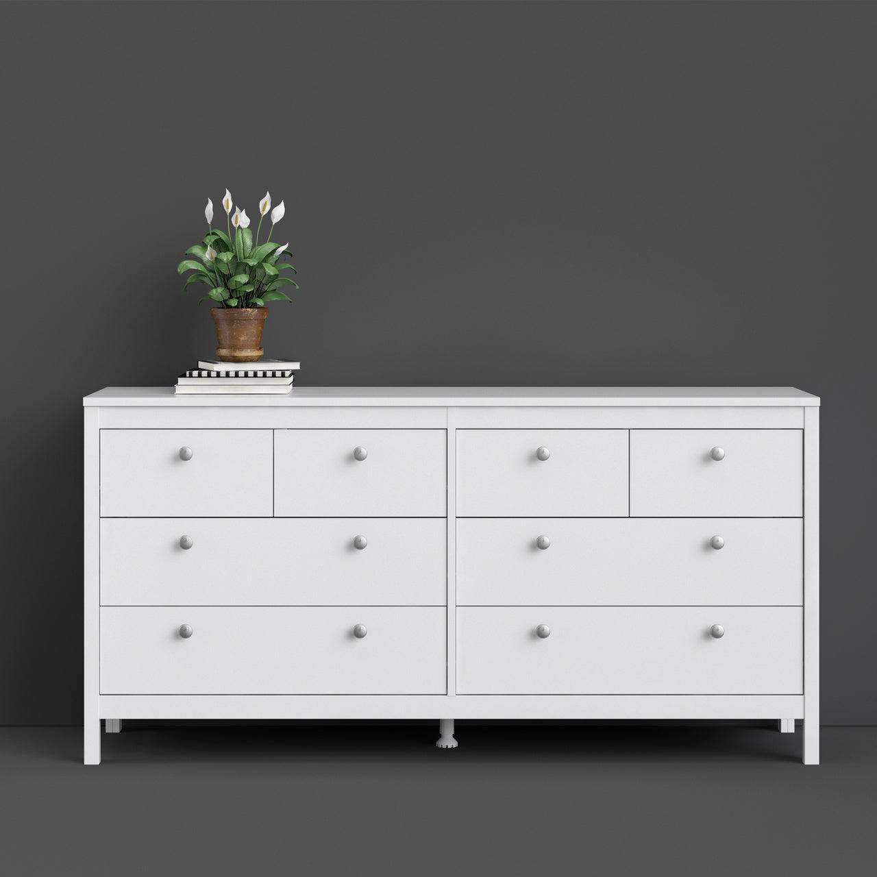 Madrid Double Dresser 4+4 Drawers in White