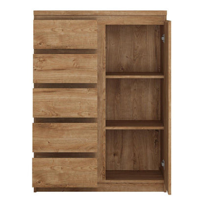 Fribo 1 Door 5 Drawer Cabinet in Oak