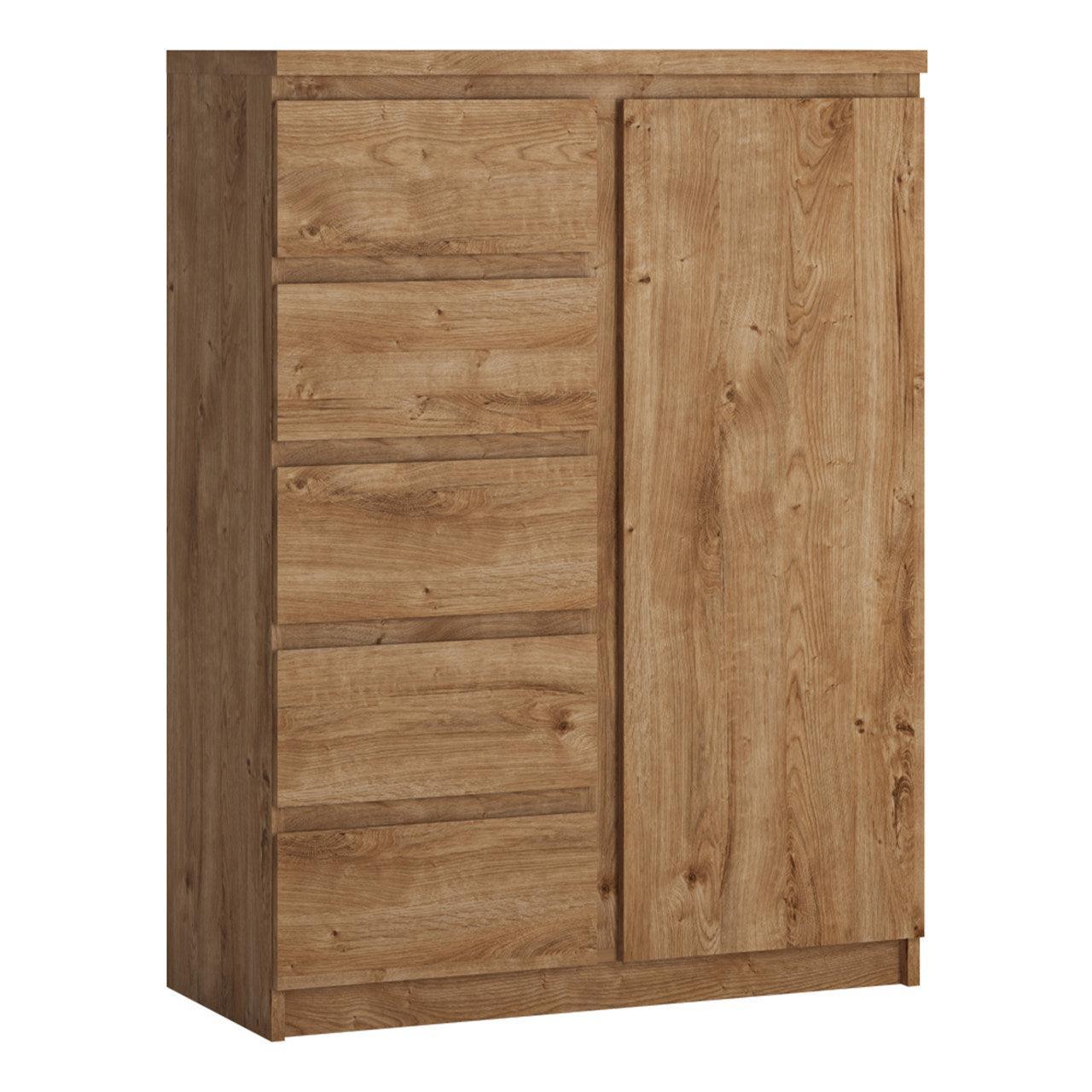 Fribo 1 Door 5 Drawer Cabinet in Oak