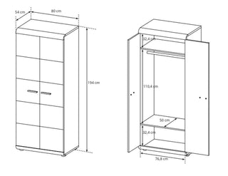 Elen Wardrobe 80 - Msofas LTD