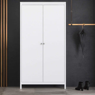 Madrid Wardrobe with 2 Doors in White - Msofas LTD