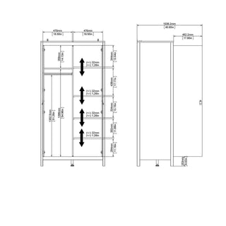 Madrid Wardrobe with 2 Doors in White - Msofas LTD