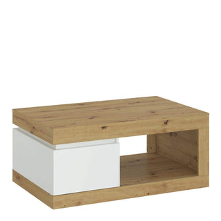 Luci 1 Drawer Coffee Table in White and Oak - Msofas LTD