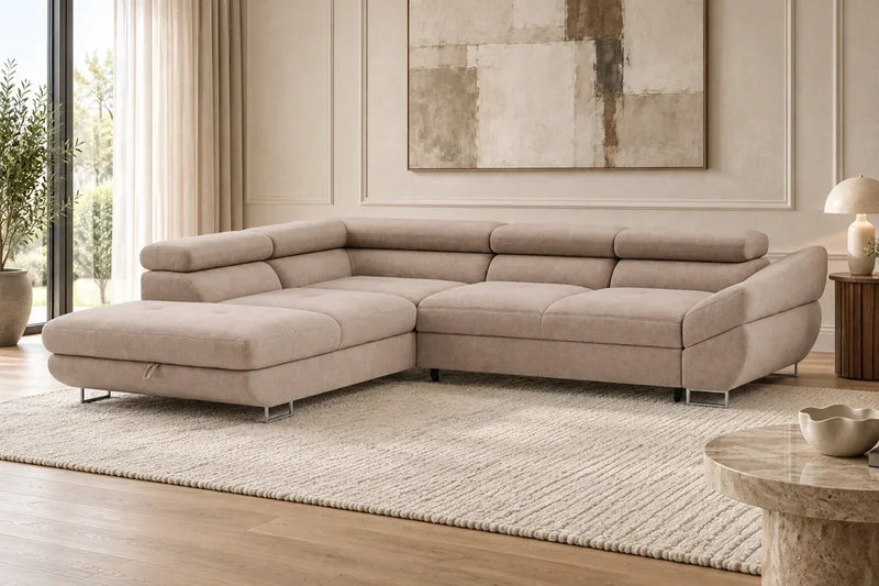 Fabio Express Delivery Corner Sofa Bed With Storage Kensington Mink