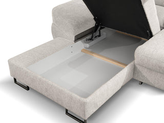 Sofa narożna Fabio z funkcją spania i długim krzesłem ze schowkiem