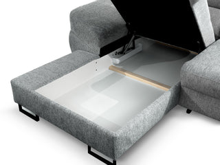 Sofa narożna Fabio z funkcją spania i długim krzesłem ze schowkiem