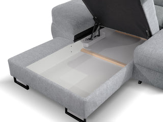 Sofa narożna Fabio z funkcją spania i długim krzesłem ze schowkiem