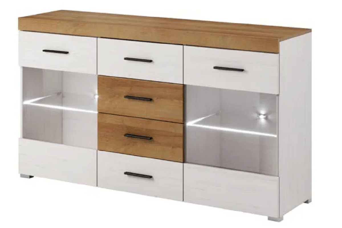 Falco Express Delivery Glass Sideboard Oak Riviera 150