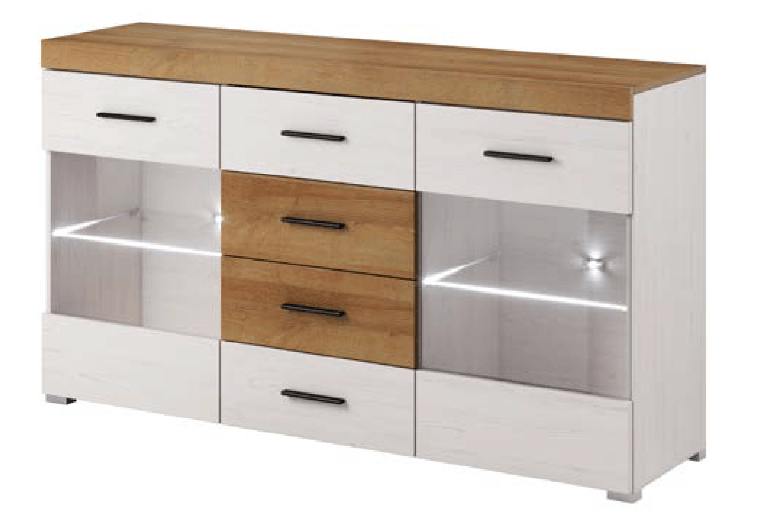 Falco Express Delivery Glass Sideboard Oak Riviera 150