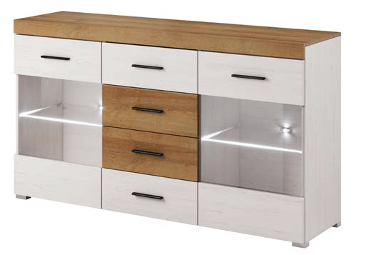 Falco Glass Sideboard Oak Riviera 150 Fast Delivery