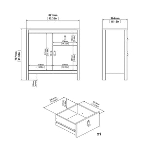 Madrid Sideboard 2 Doors + 1 Drawer in White - Msofas LTD