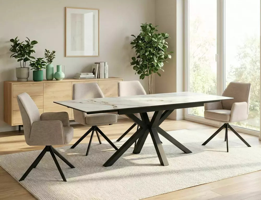 Table Columbus Ceramic Amber Bianco