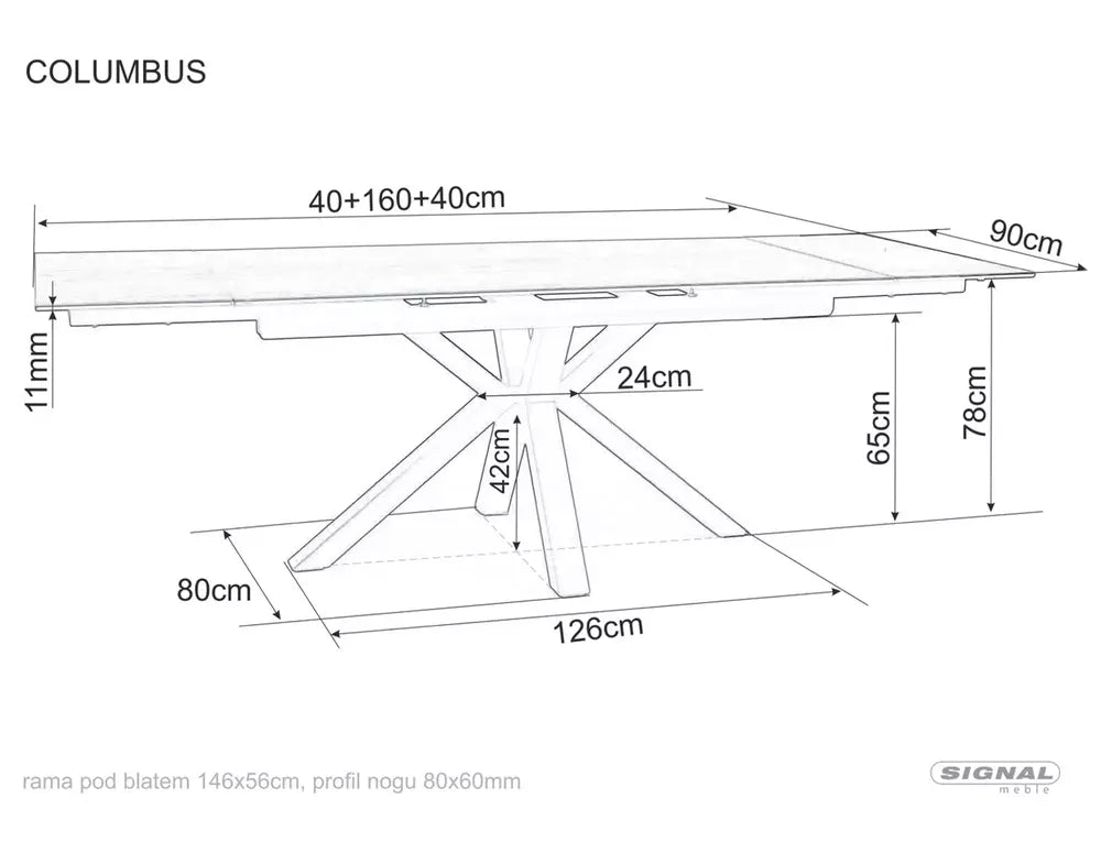 Table Columbus Ceramic Amber Bianco