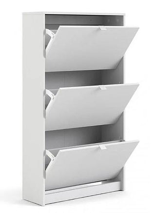 Shoe Cabinet 3 Door 2 Shelf in White Fast Delivery