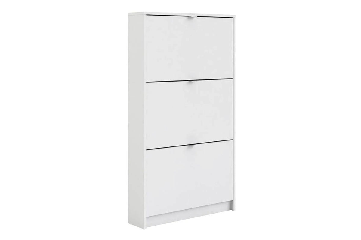 Shoe Cabinet 3 Door 2 Shelf In White