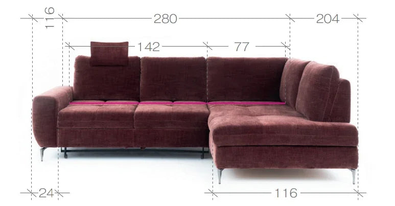 Ginossa Corner Sofa Bed With Storage dimensions