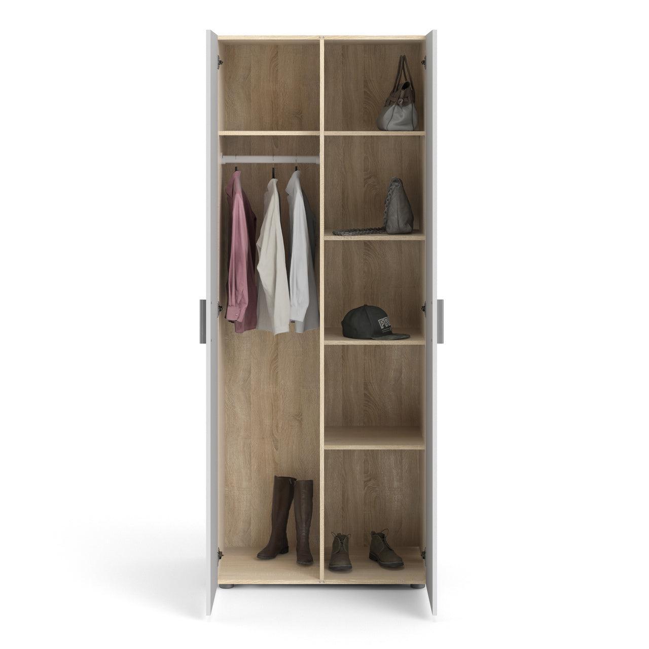 Pepe Wardrobe With 2 Doors in Oak with White High Gloss