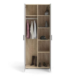 Pepe Wardrobe With 2 Doors in Oak with White High Gloss - Msofas LTD