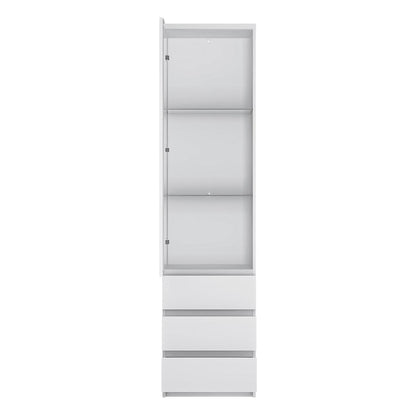 Fribo Tall 1 Door 3 Drawer Glazed Display Cabinet in White