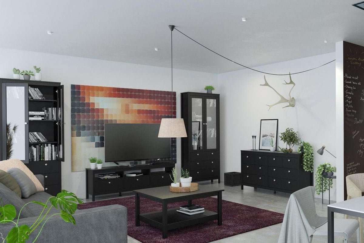 Madrid Tv-Unit 3 Drawers In Matt Black