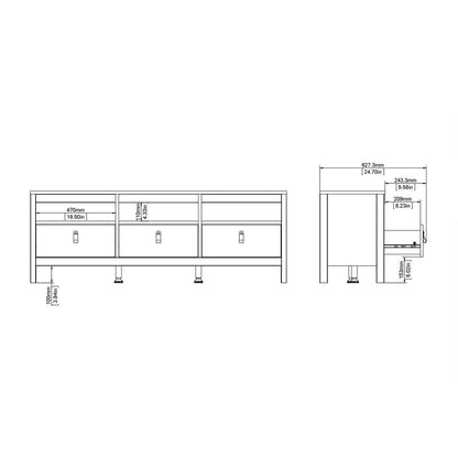 Madrid Tv-Unit 3 Drawers in Matt Black