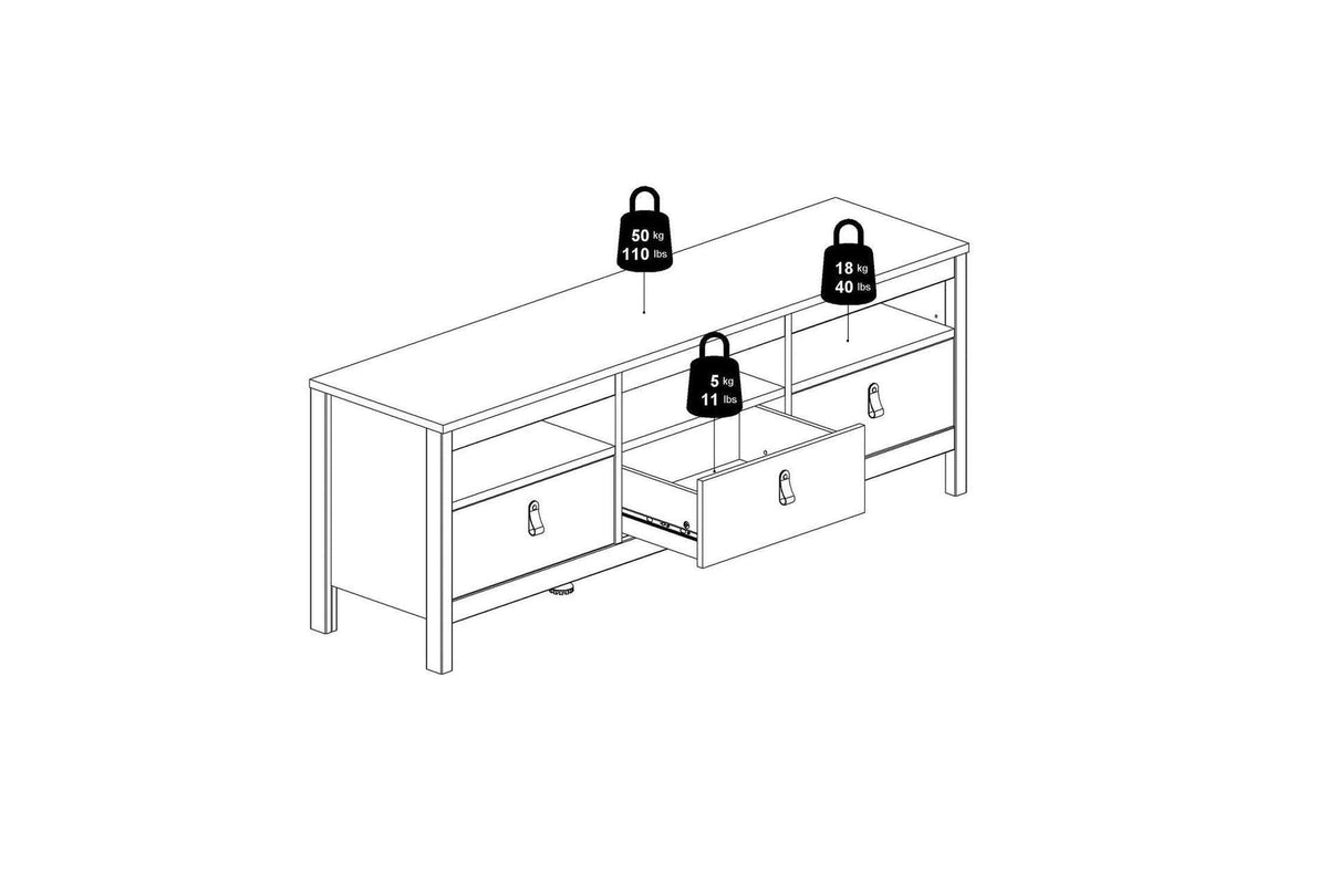 Madrid Tv-Unit 3 Drawers In Matt Black
