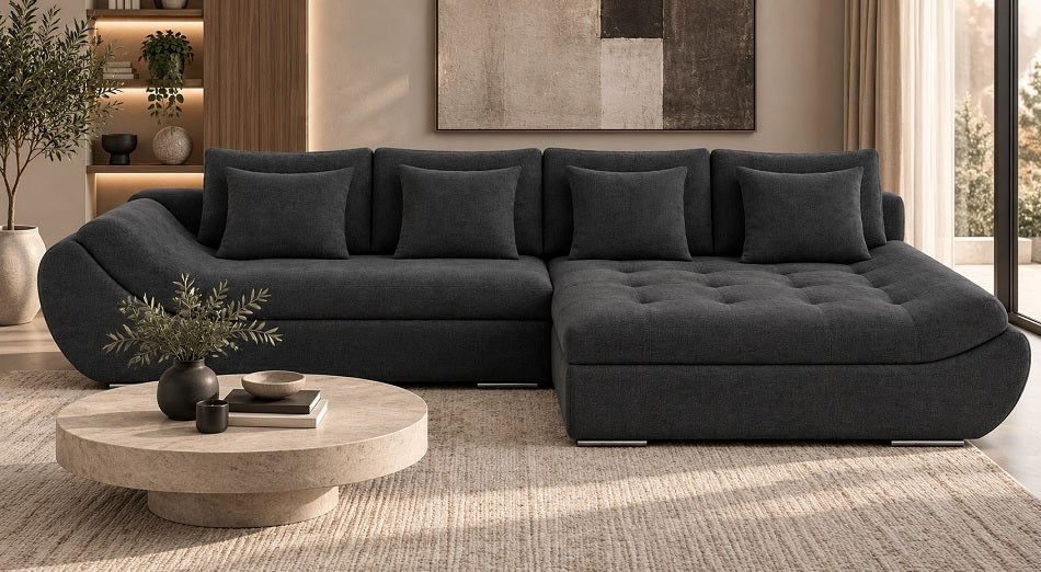 Hugo Express Delivery Corner Sofa Bed With Storage Euston Charcoal